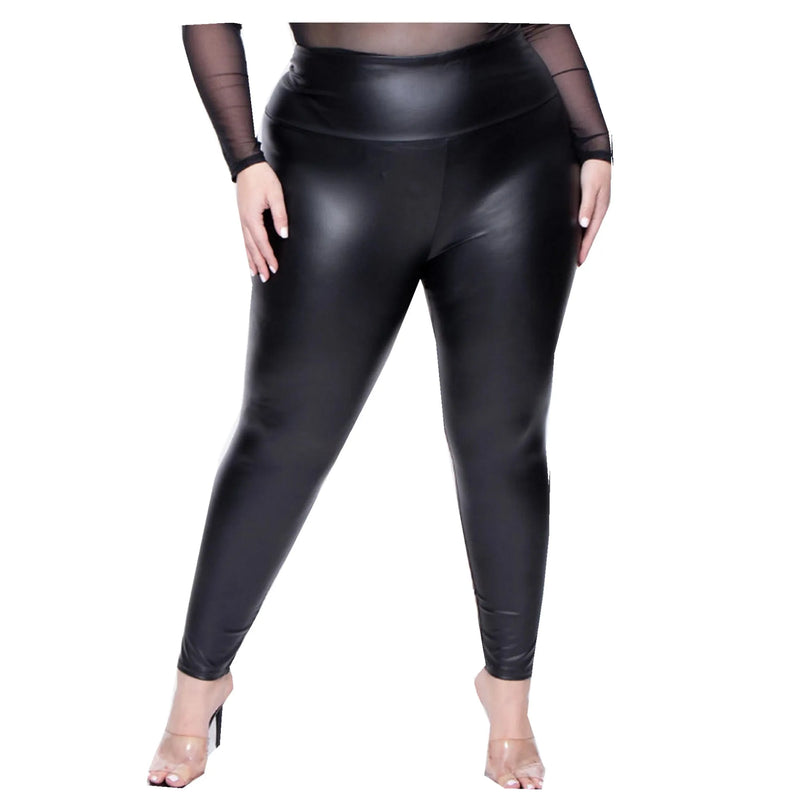 Faux Leather Plus Size Leggings for Women Big Size 5XL 6XL 7XL Black  Girls Spandex Clothing Pleather PU Leggings