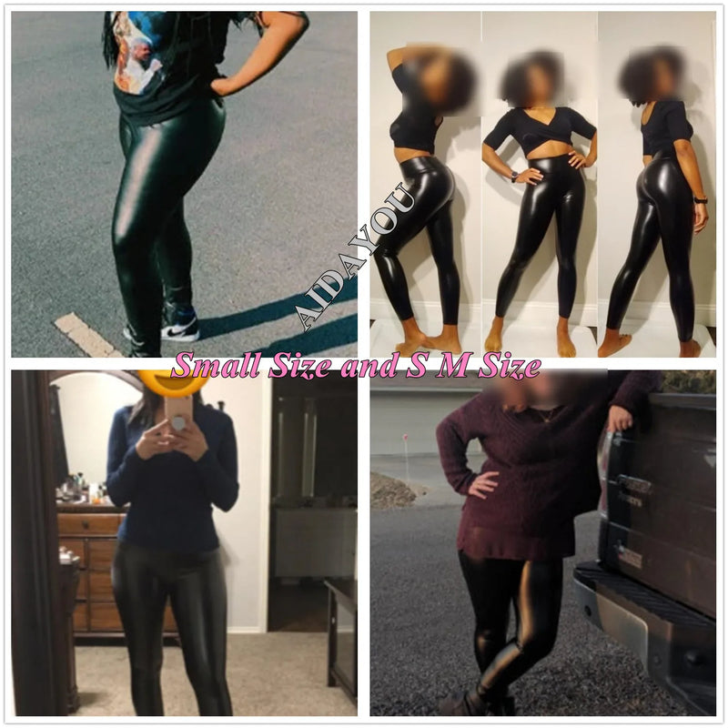 Faux Leather Plus Size Leggings for Women Big Size 5XL 6XL 7XL Black  Girls Spandex Clothing Pleather PU Leggings