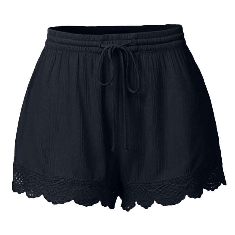 LEHOZIHEQ Clearance Plus Size Womens Clothing High Waisted Shorts Women,Shorts for Women Casual Elastic Waist Drawstring Yoga Shorts Comfy Stretch Lace Trim Summer Beach Shorts