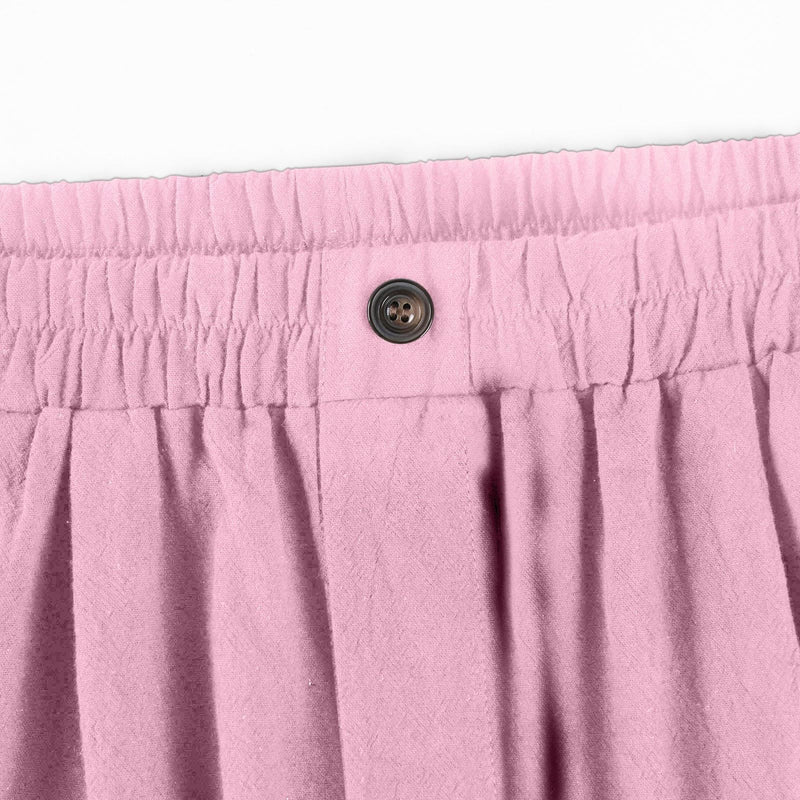 Plus Size Shorts for Women Summer Lounge Bermuda Knee Length Cotton Linen Short Sweatpants Wide Leg High Waisted Loose fit Baggy Elastic Cargo Shorts Ladies Comfy Clothing Trousers(Pink,XX-Large)