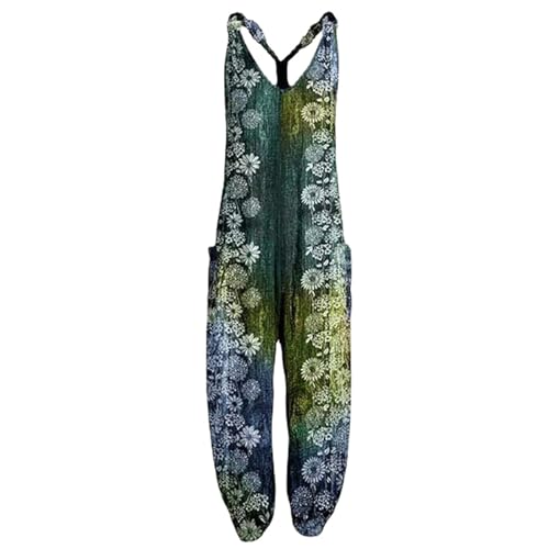 YUTANRAL Deals Of The Day,Rompers for Women 2024 Dressy Casual Summer Plus Size One Piece Jumpsuits Womens Clothes Trendy Spring Wide Leg Pants Woman Boho Printed Loose Fit Overalls Peime(Am-Navy,S)