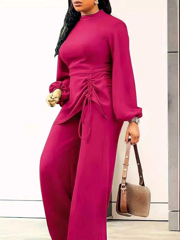 Draped Jumpsuit Plus Size Women Clothing 3xl 4xl Autumn Long Sleeve Casual Jumpsuit Solid Color Elegant Full Length Jumpsuits