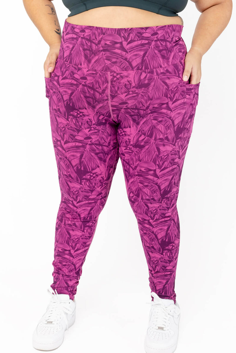 Pocket Ankle Leggings - Cactus Leaf - FINAL SALE