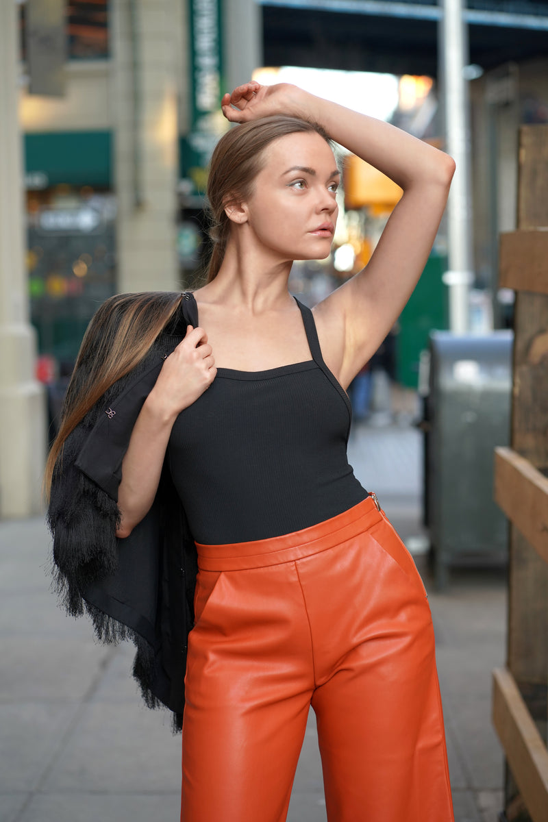 Crisscross Back Solid Bodysuit