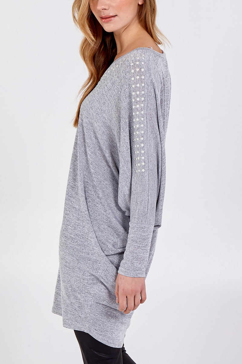 Pearl Embellished Batwing Top