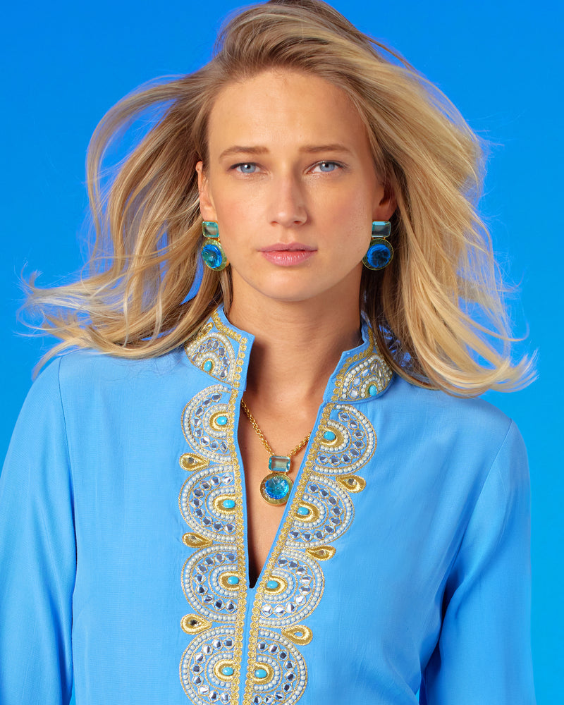 Noor Regency Blue Tunic with Gold Embellishment