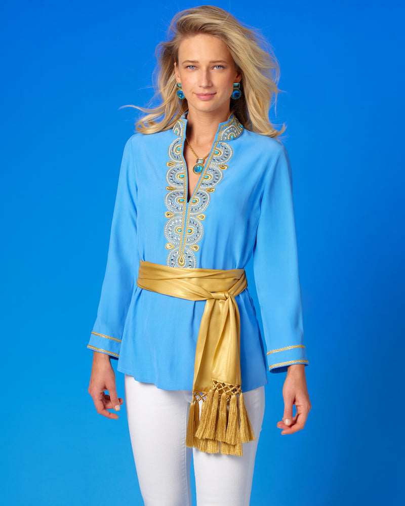 Noor Regency Blue Tunic with Gold Embellishment