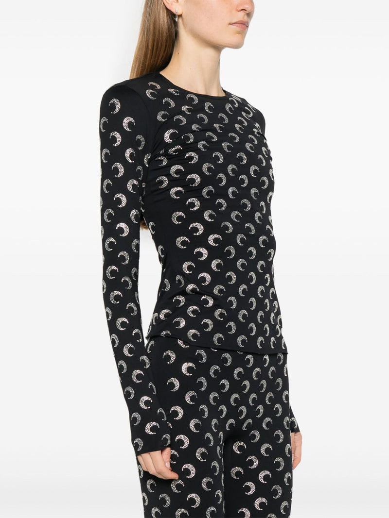 MARINE SERRE Moon Embellished Top In Black