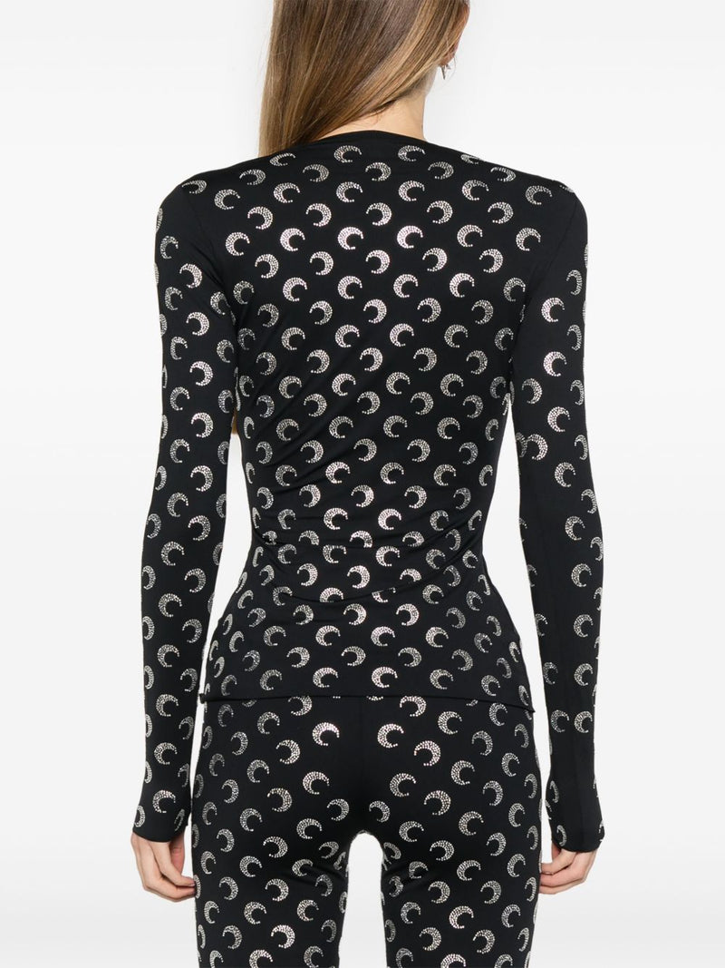 MARINE SERRE Moon Embellished Top In Black