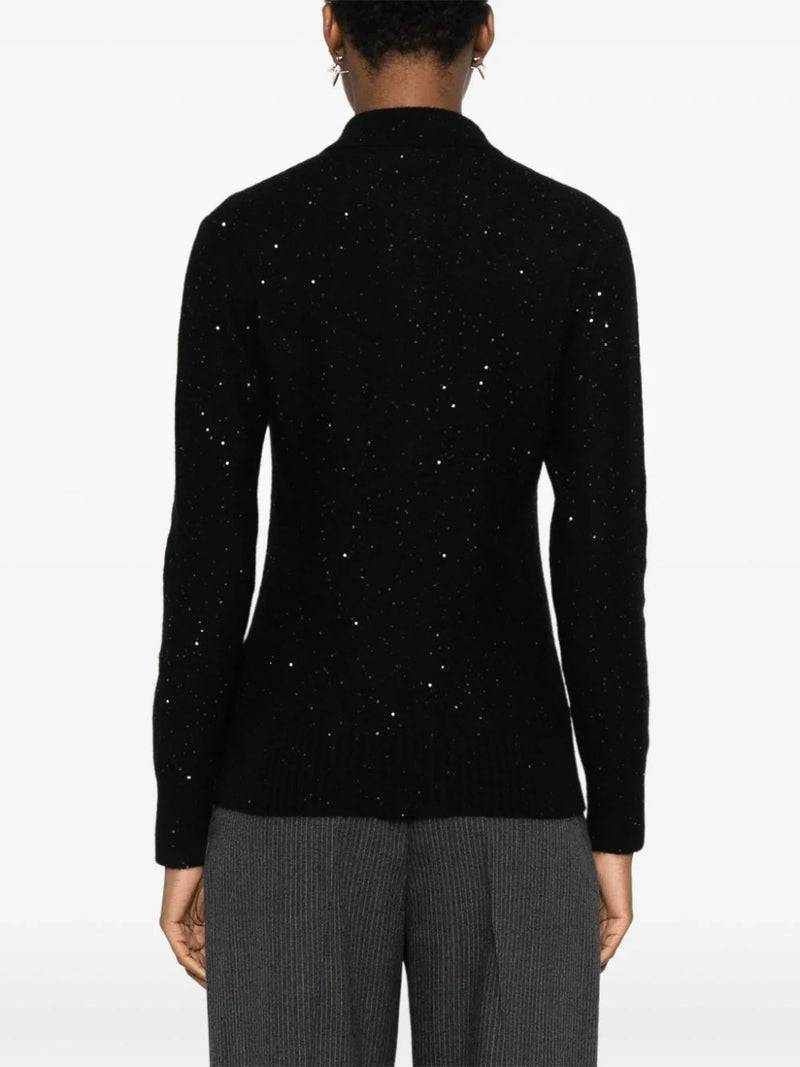 sequin-embellished polo top