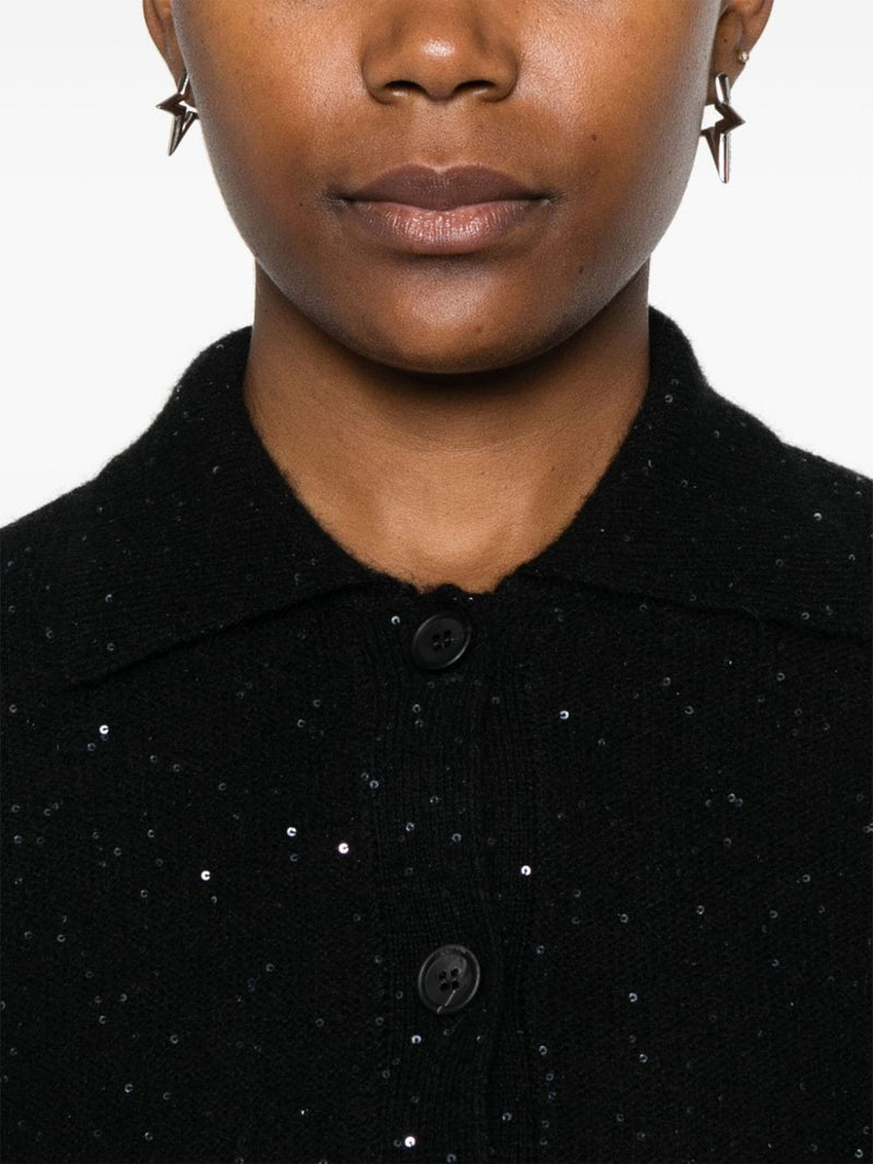 sequin-embellished polo top