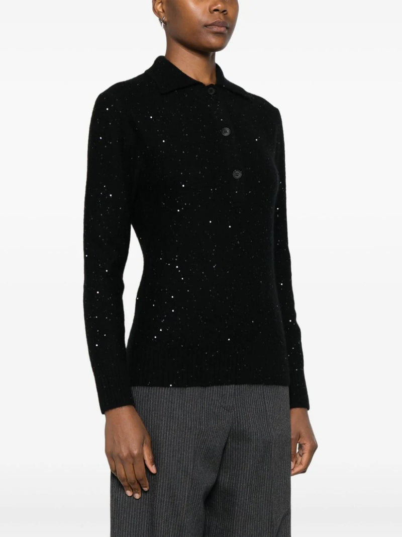 sequin-embellished polo top