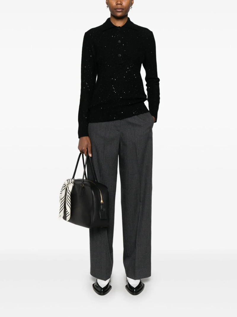 sequin-embellished polo top