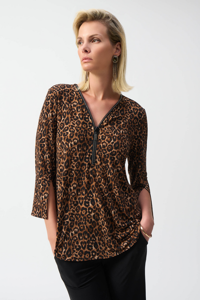 EMBELLISHED ANIMAL PRINT TOP
