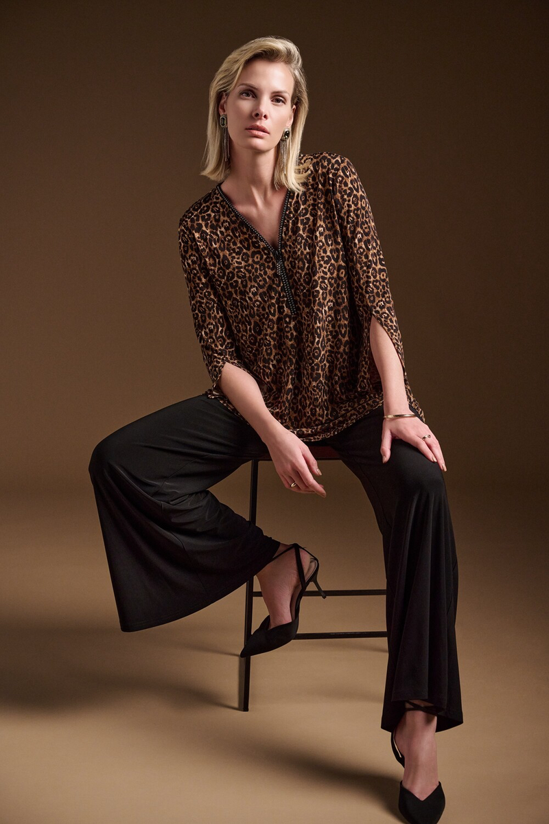 EMBELLISHED ANIMAL PRINT TOP
