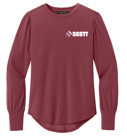 Mercer+Mettle® Women’s Stretch Jersey Long Sleeve Blouson Top - SCOTT25