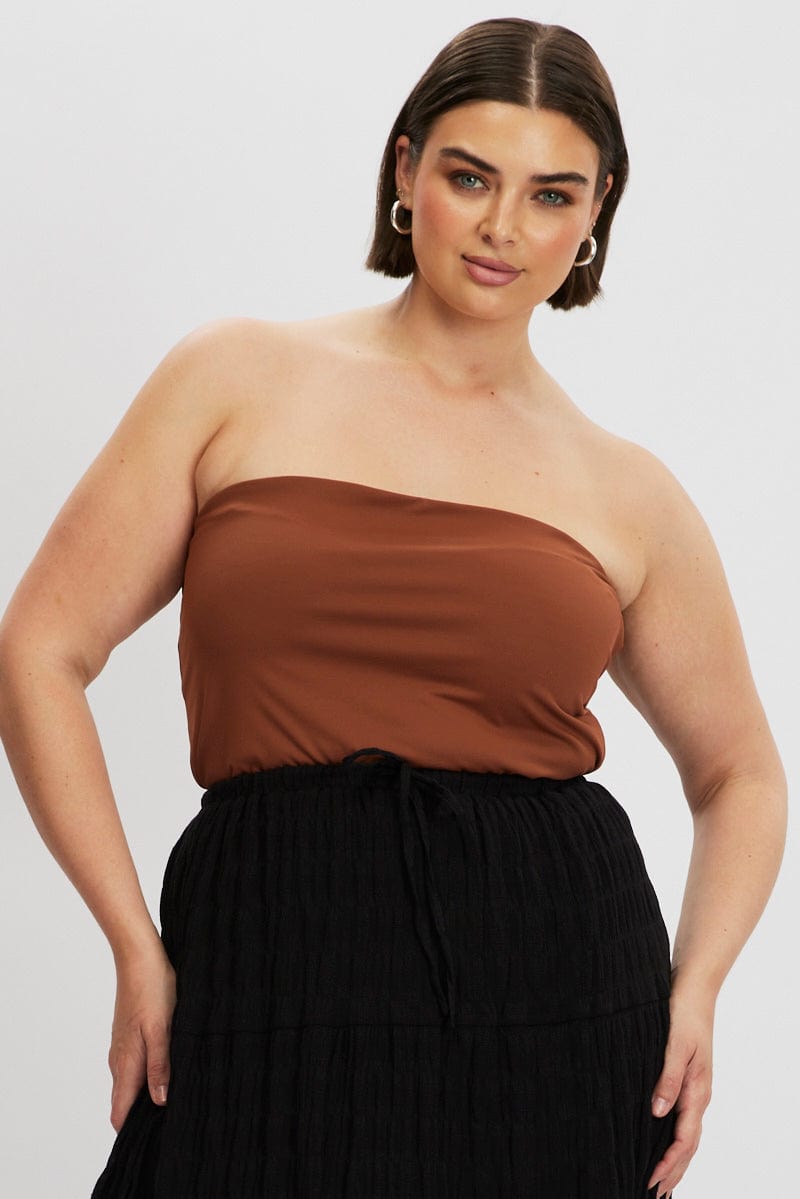 Brown Bandeau Top