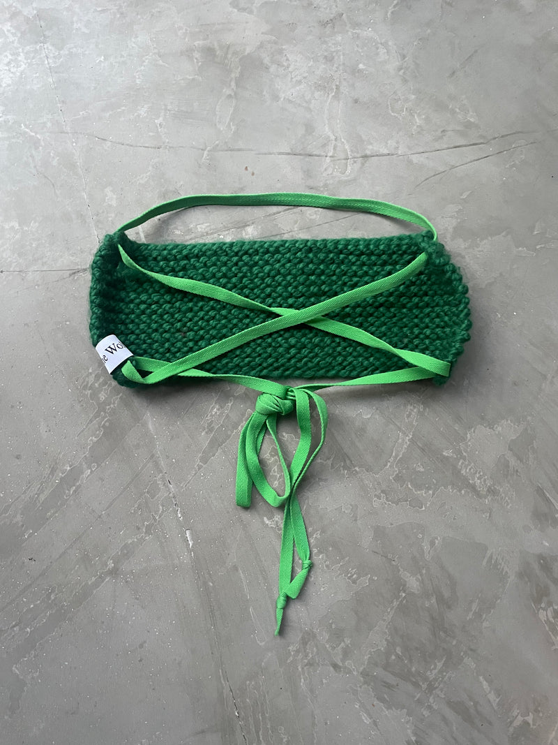 THE KNITTED BANDEAU TOP - EMERALD
