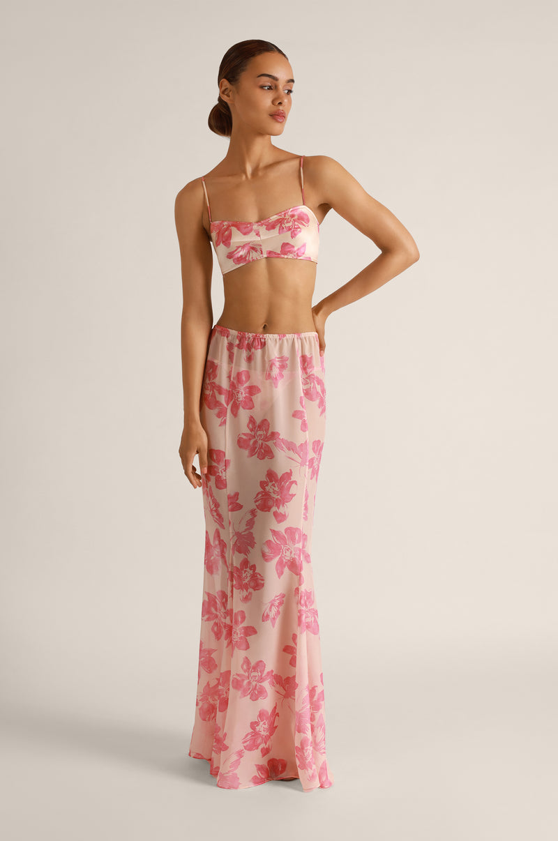 PAPILLON ET ORCHIDEE SILK LOUNGE BANDEAU TOP