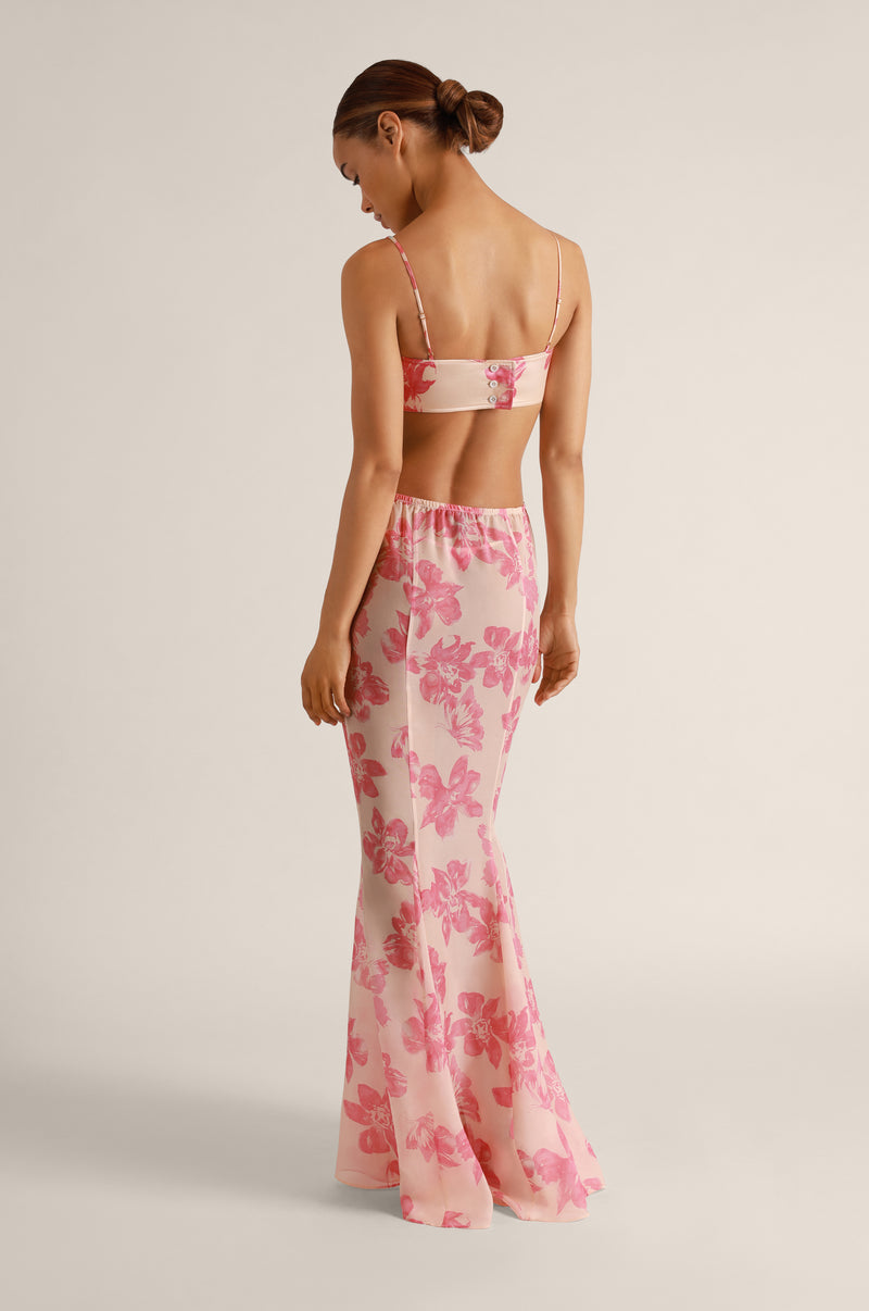 PAPILLON ET ORCHIDEE SILK LOUNGE BANDEAU TOP