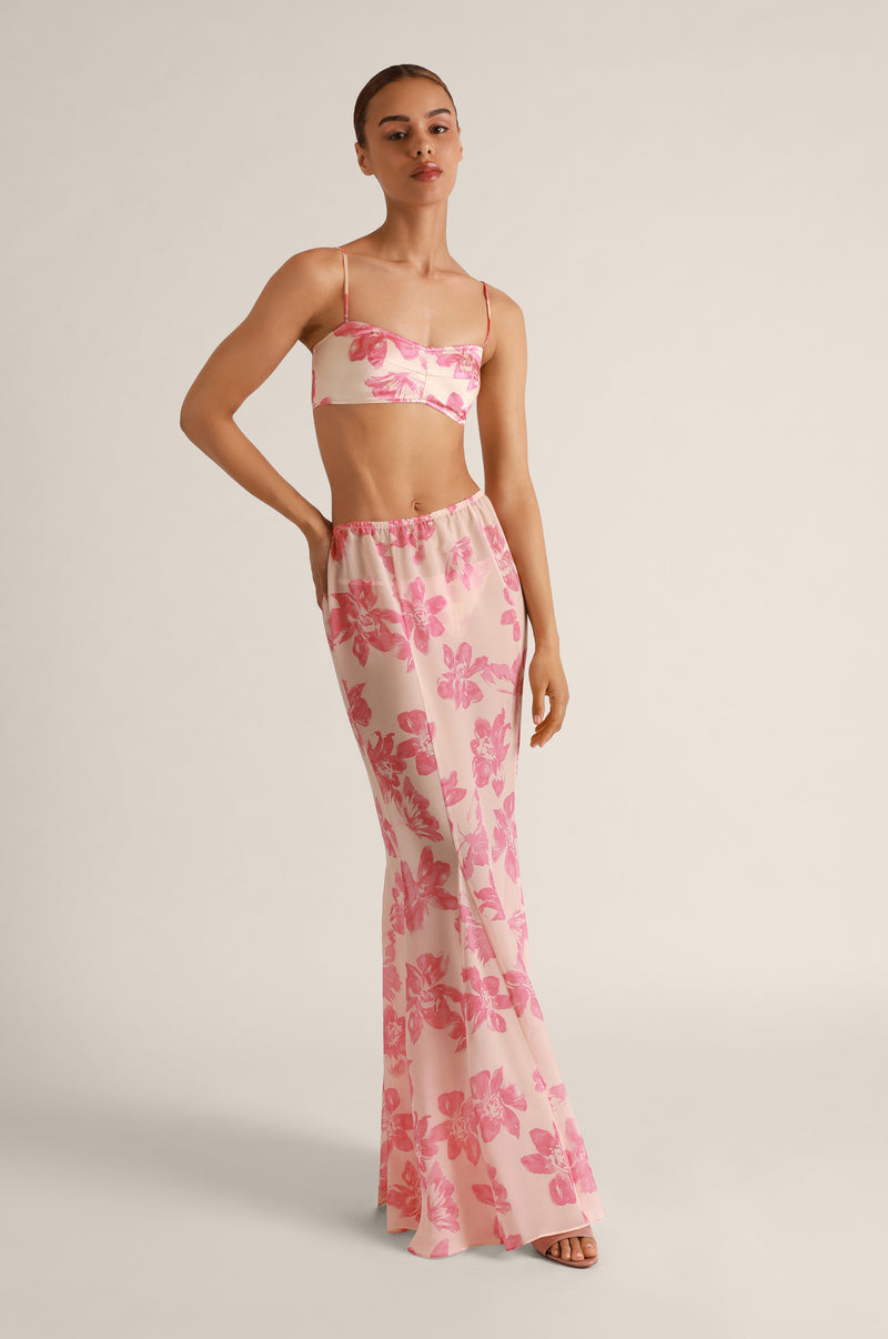 PAPILLON ET ORCHIDEE SILK LOUNGE BANDEAU TOP