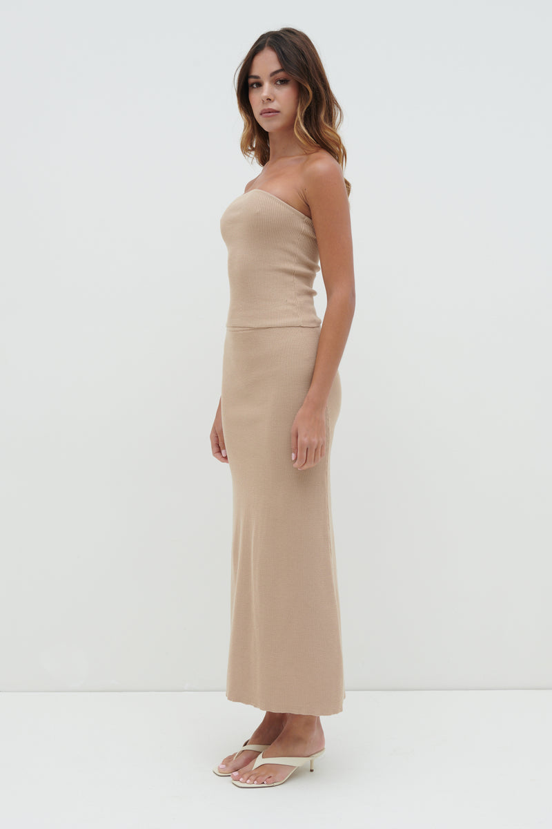 Reese Bandeau Knit Top - Beige