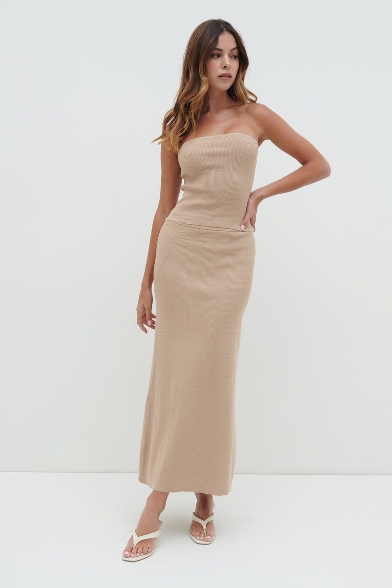 Reese Bandeau Knit Top - Beige