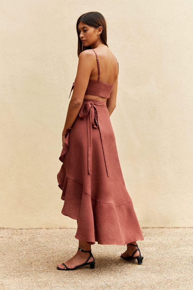 The Xavi Bandeau Top in terracotta