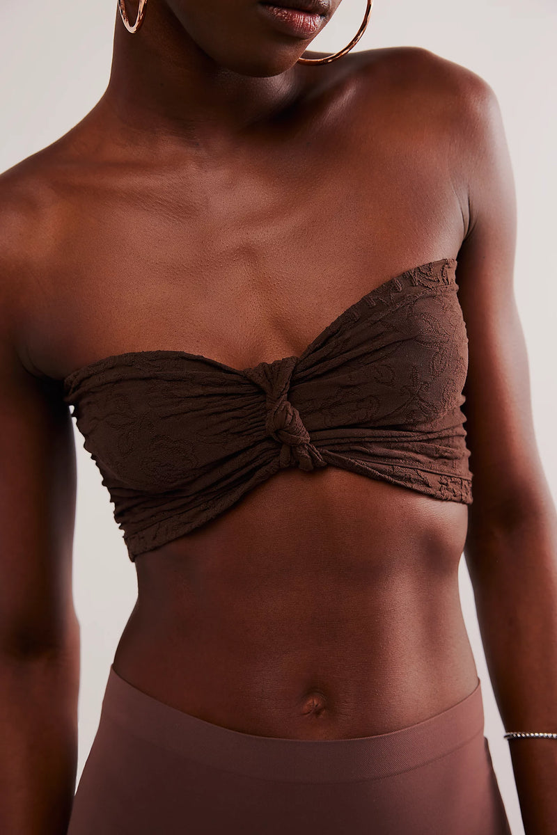 FP Floral Frills Knotted Crop Top Brown