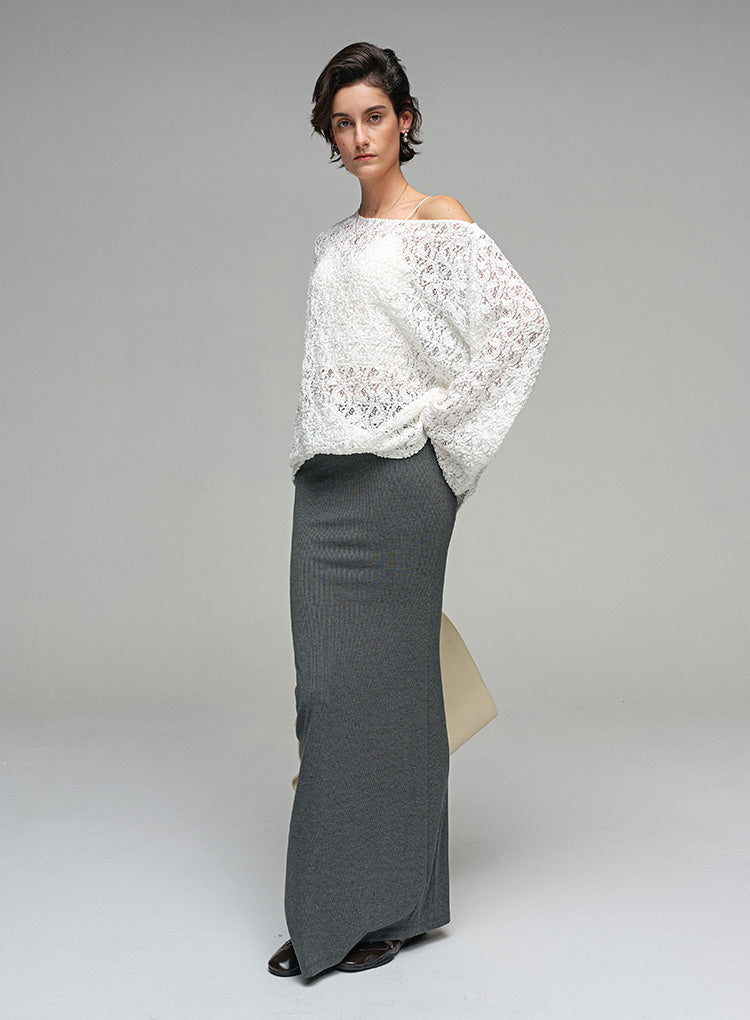 Lace Off-Shoulder Long Sleeved Top