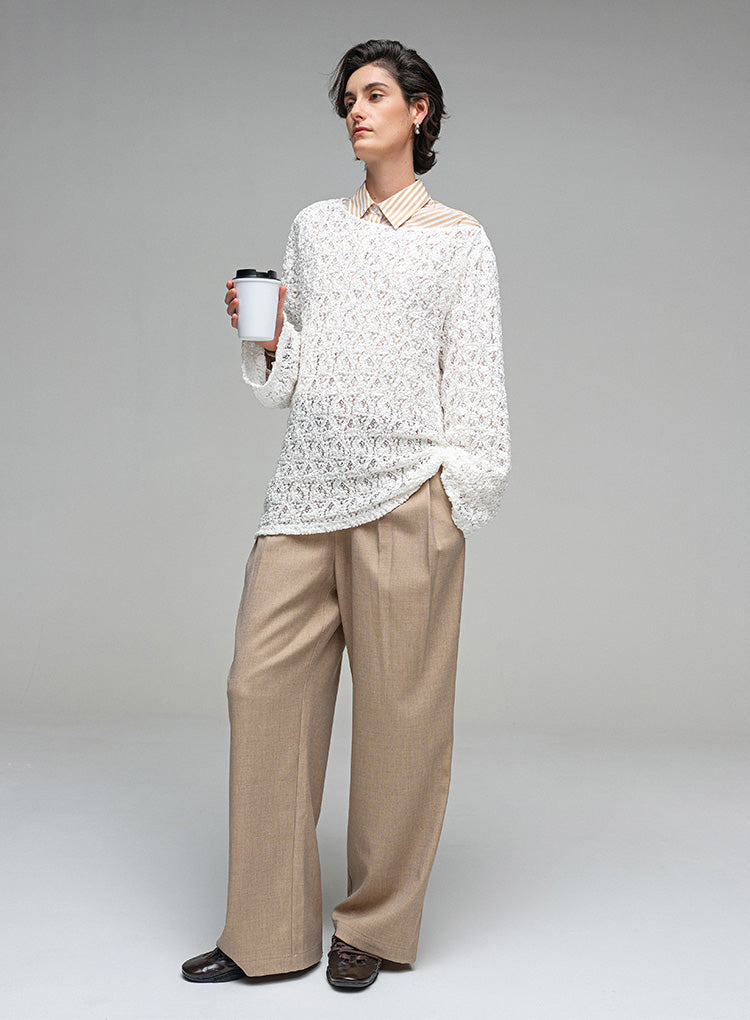 Lace Off-Shoulder Long Sleeved Top