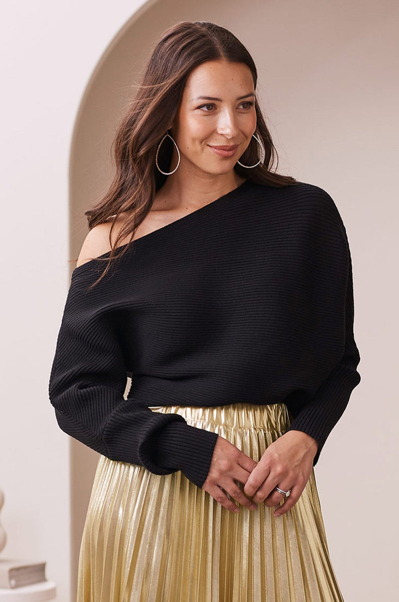 Lily Off Shoulder Jumper Black
