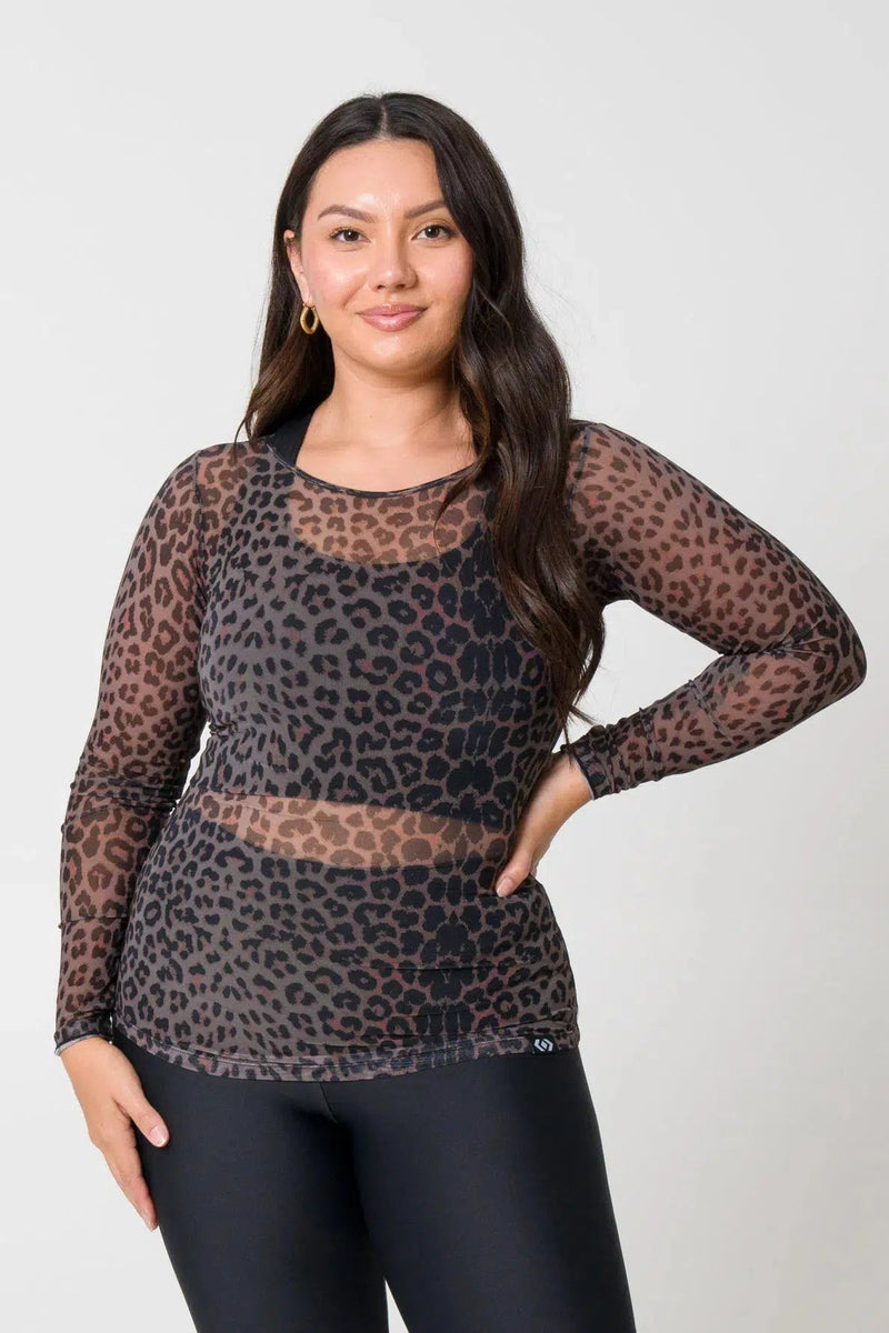Net Fitted Long Sleeve Tee - Chocolate Swag