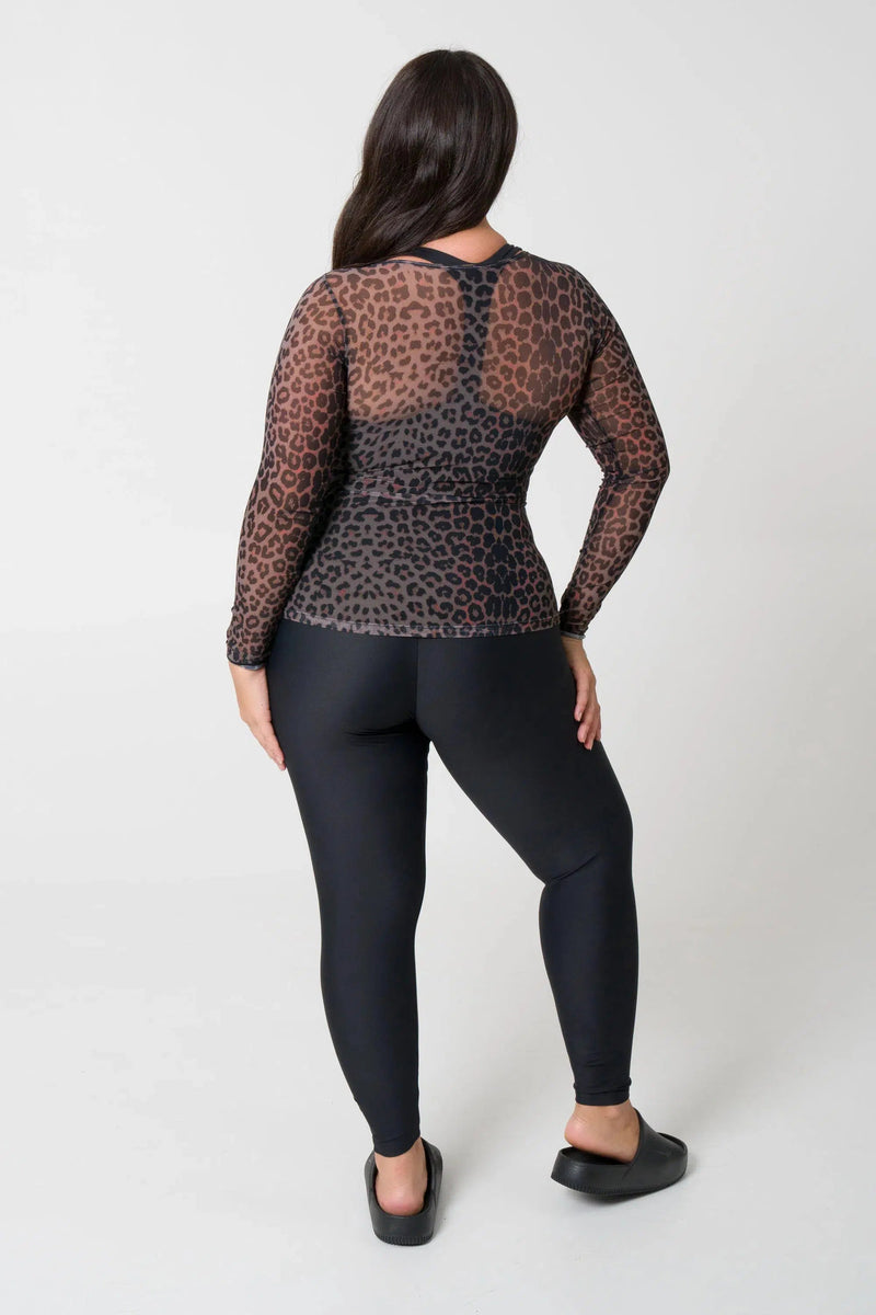 Net Fitted Long Sleeve Tee - Chocolate Swag