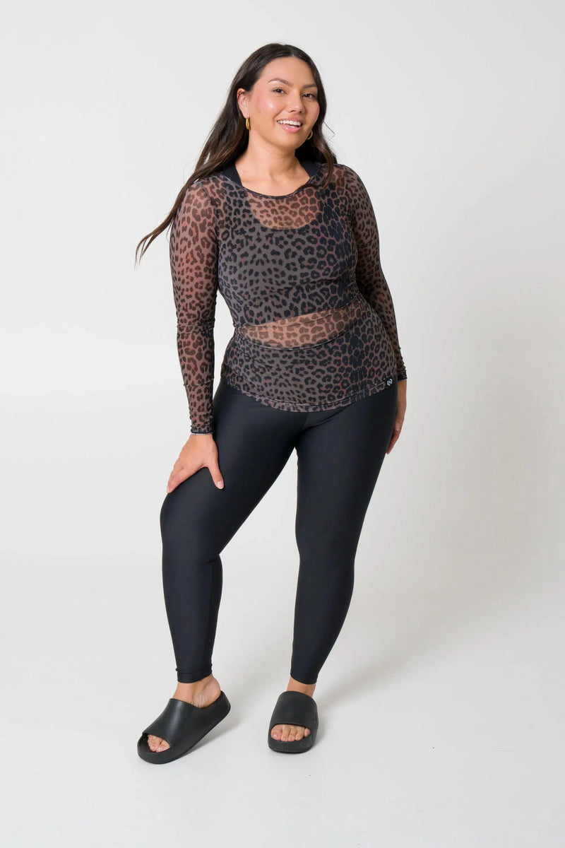 Net Fitted Long Sleeve Tee - Chocolate Swag