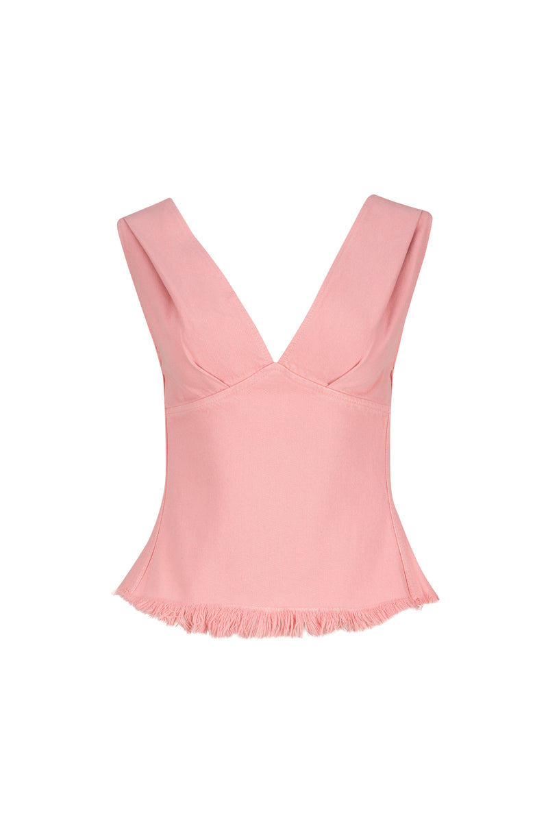 PINK DRILL FITTED OFF SHOULDER TOP