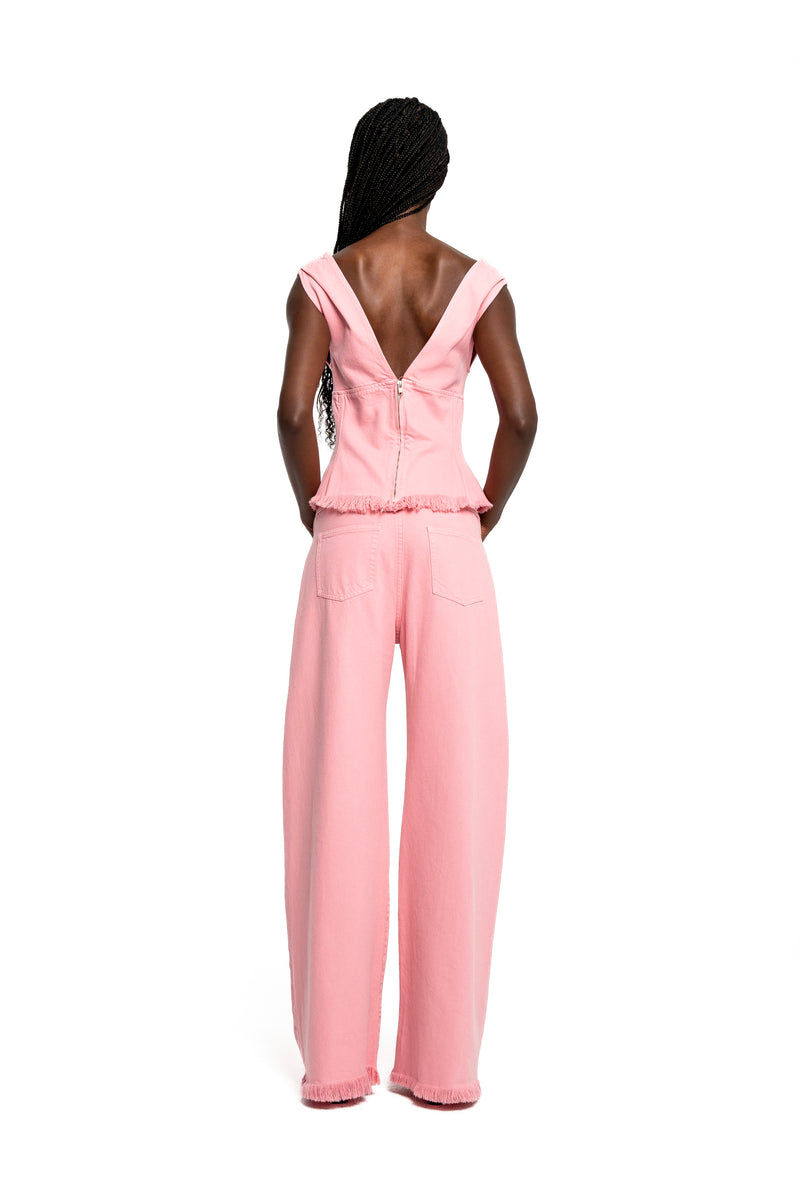 PINK DRILL FITTED OFF SHOULDER TOP