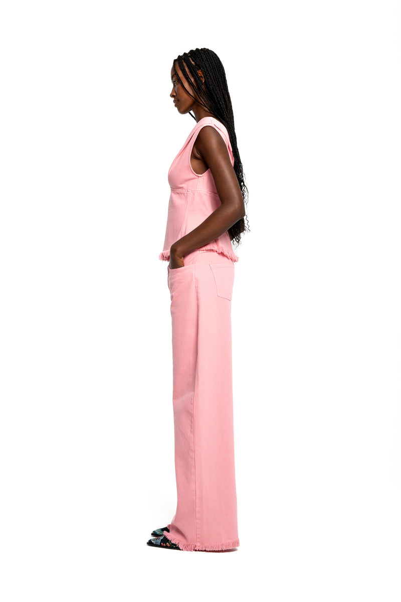 PINK DRILL FITTED OFF SHOULDER TOP