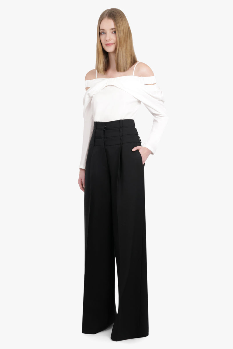 Off Shoulder Bow Detail L/S Top | White