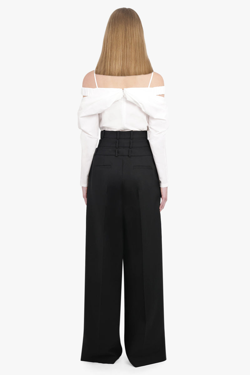 Off Shoulder Bow Detail L/S Top | White