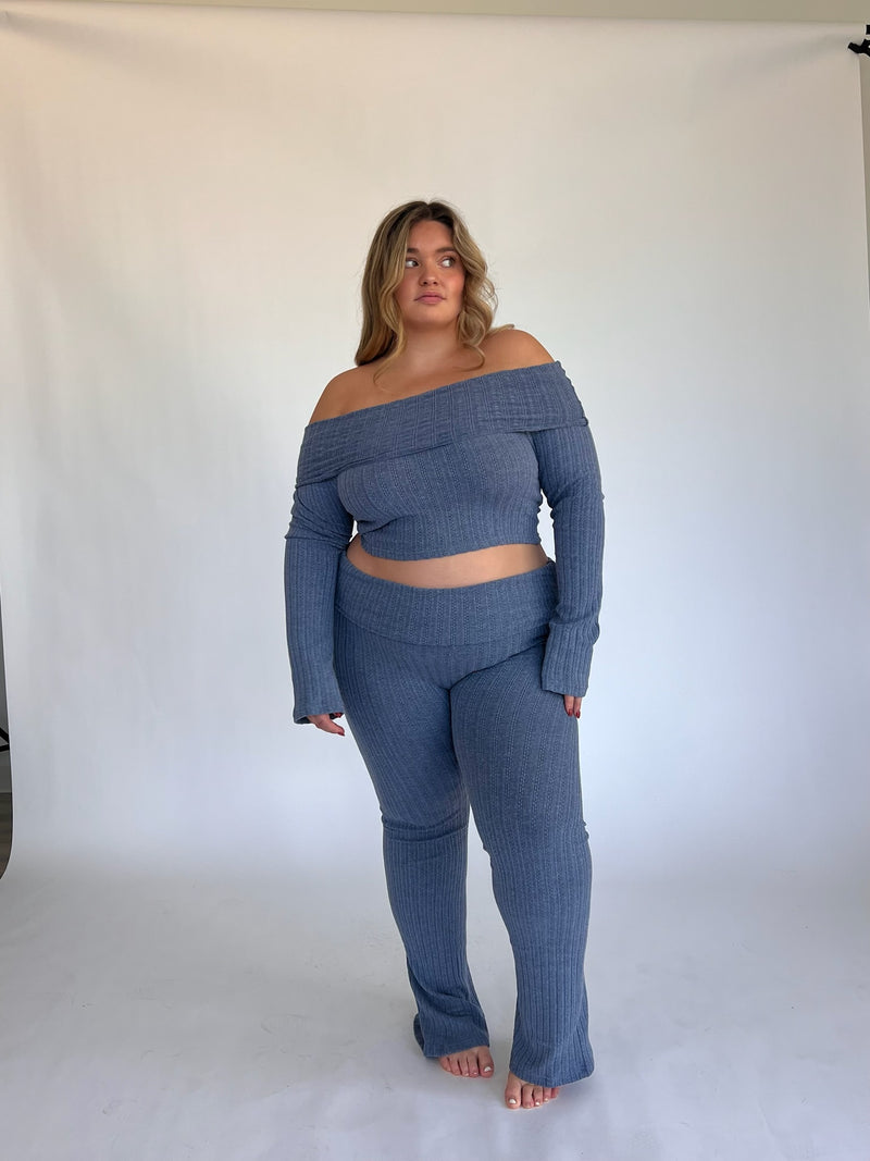 Denim Knit Everyday Off The Shoulder Top