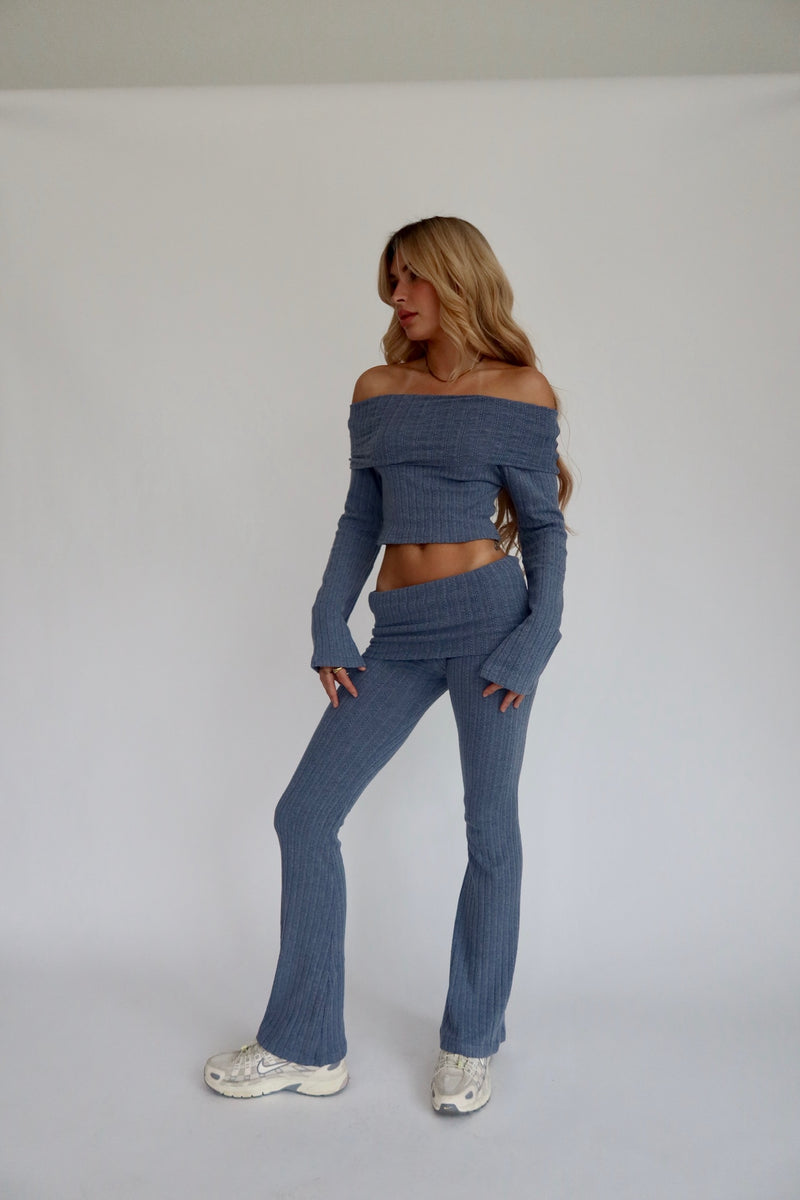 Denim Knit Everyday Off The Shoulder Top
