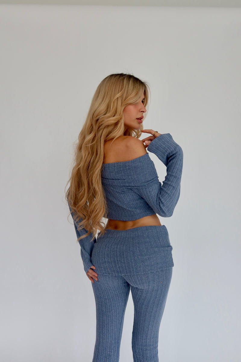 Denim Knit Everyday Off The Shoulder Top