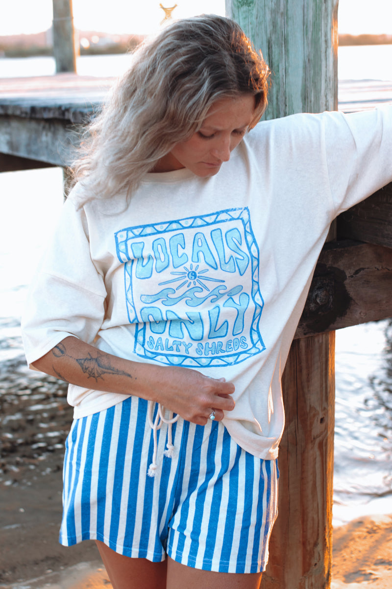 Locals only SS oversized hemp tee - Retro pale blue - Ladies