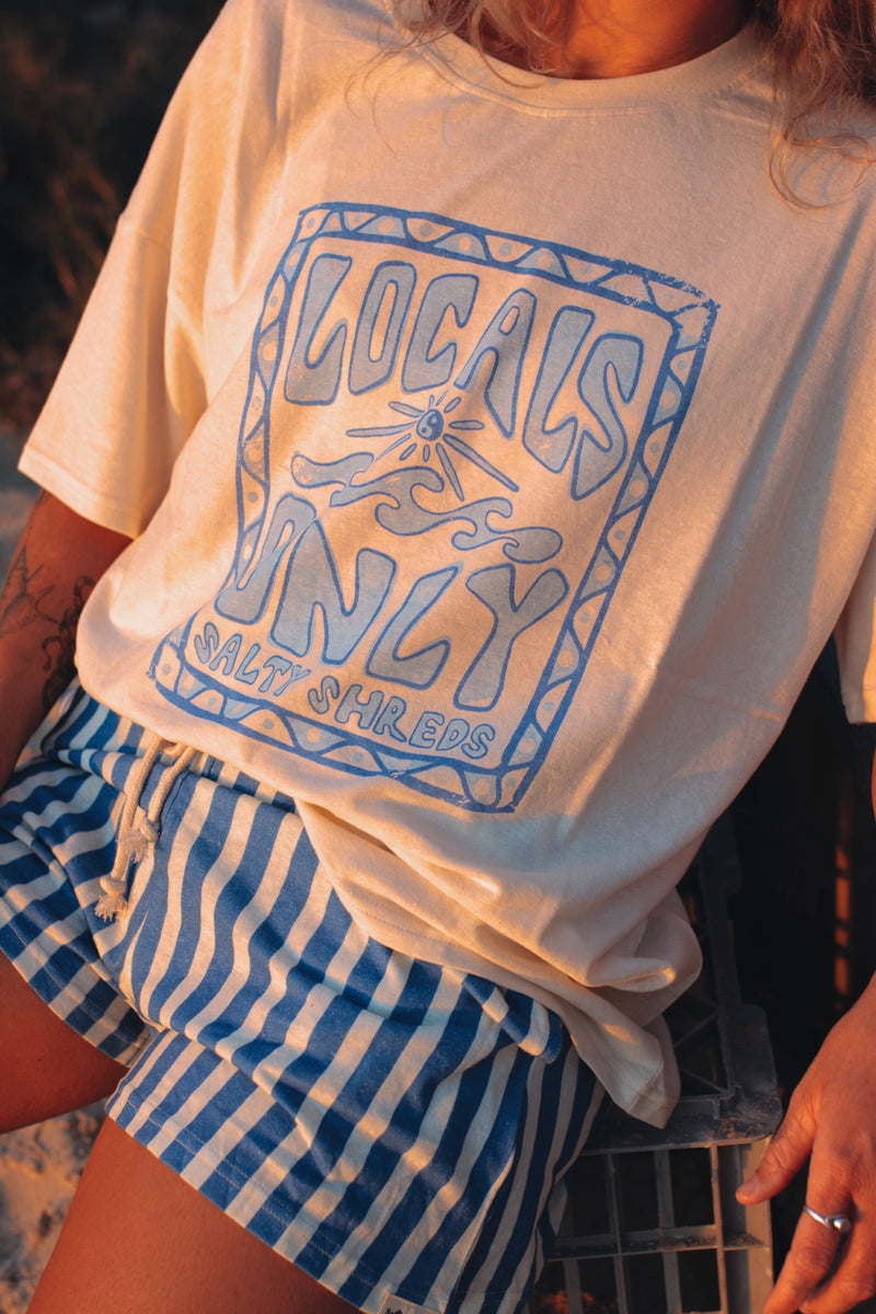Locals only SS oversized hemp tee - Retro pale blue - Ladies