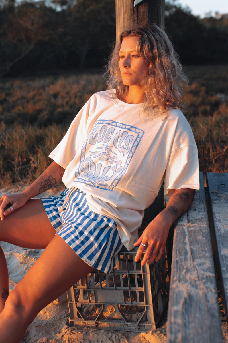 Locals only SS oversized hemp tee - Retro pale blue - Ladies