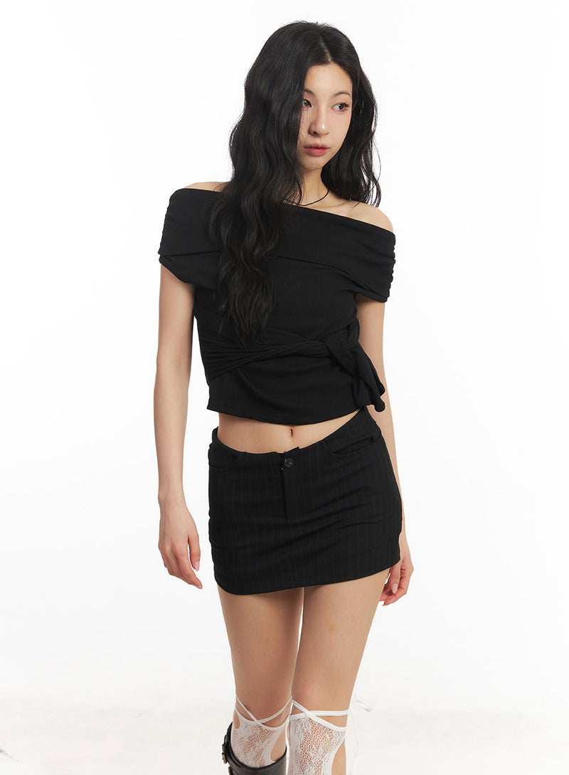 Twist Tie Off-Shoulder Crop Top CA504