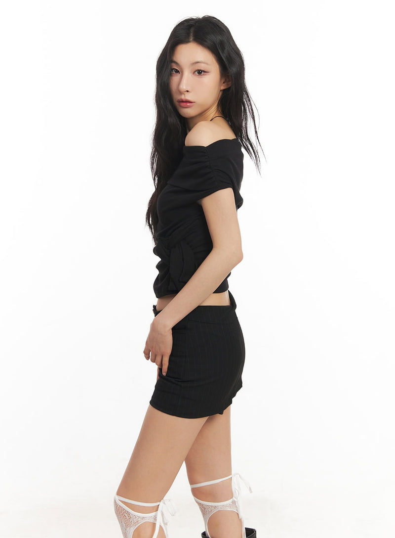 Twist Tie Off-Shoulder Crop Top CA504