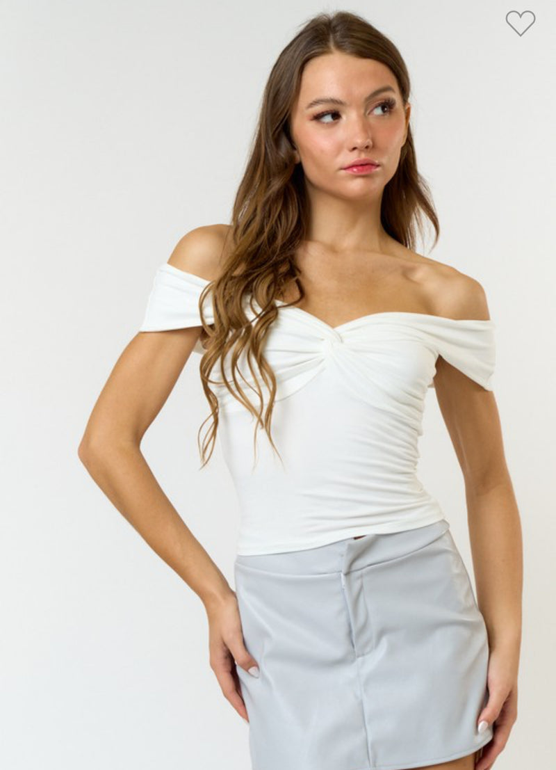 Twist Front Off Shoulder Top