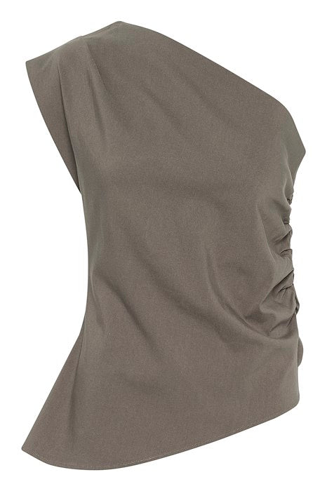 My Essential Wardrobe Sora Off Shoulder Top in Major Brown